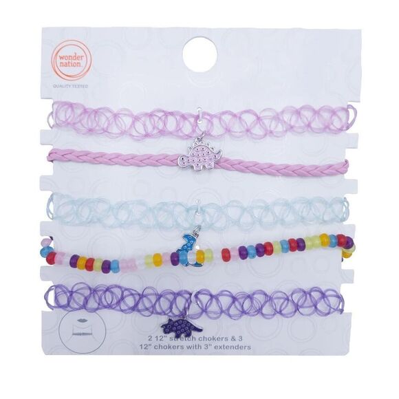 Wonder Nation Dinosaur Choker Necklace Set, 5-Pack, Multicolor - Picture 1 of 7